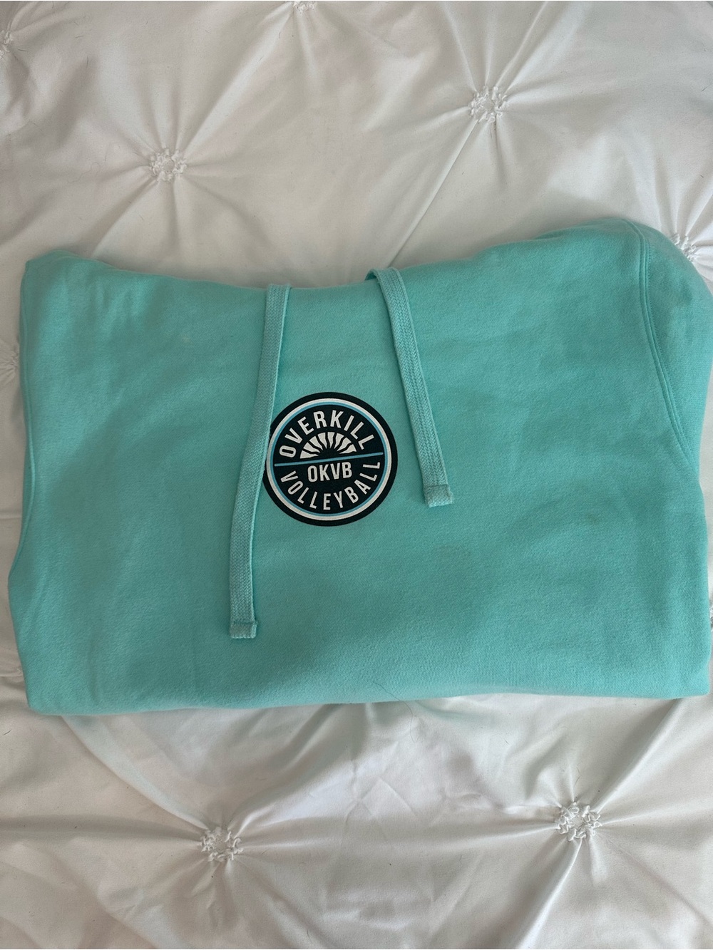 Overkill Volleyball Teal Hoodie - Big Logo on Back